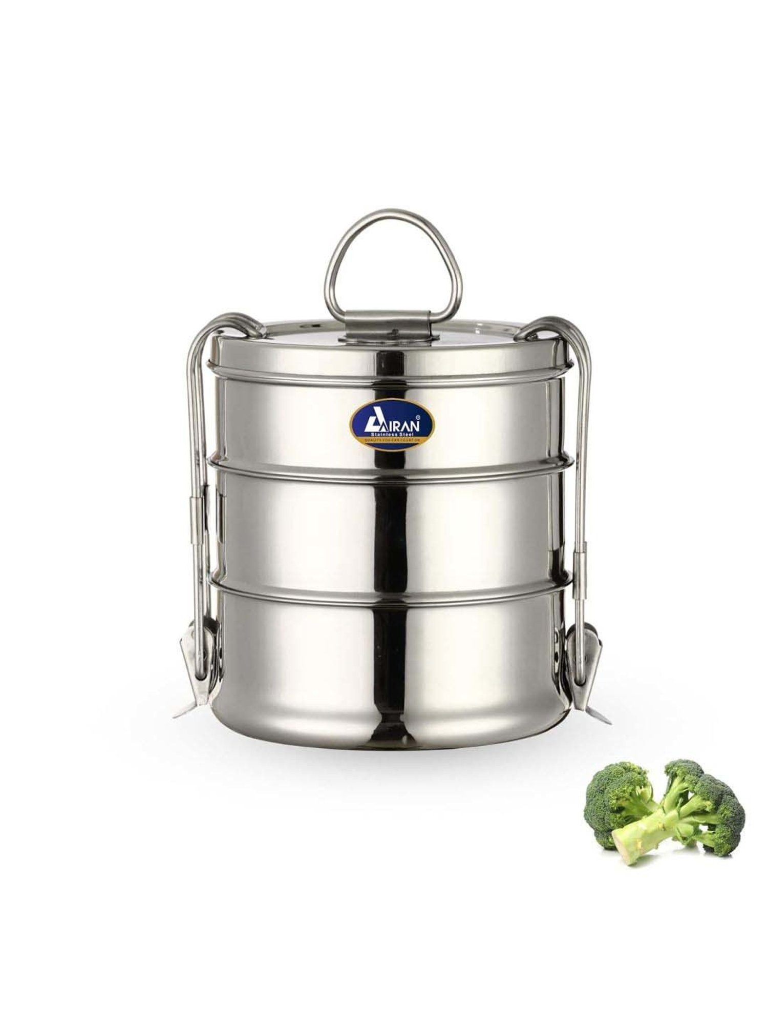 Airan Silver Stainless Steel Travelling Lunch Box Set For Office & School