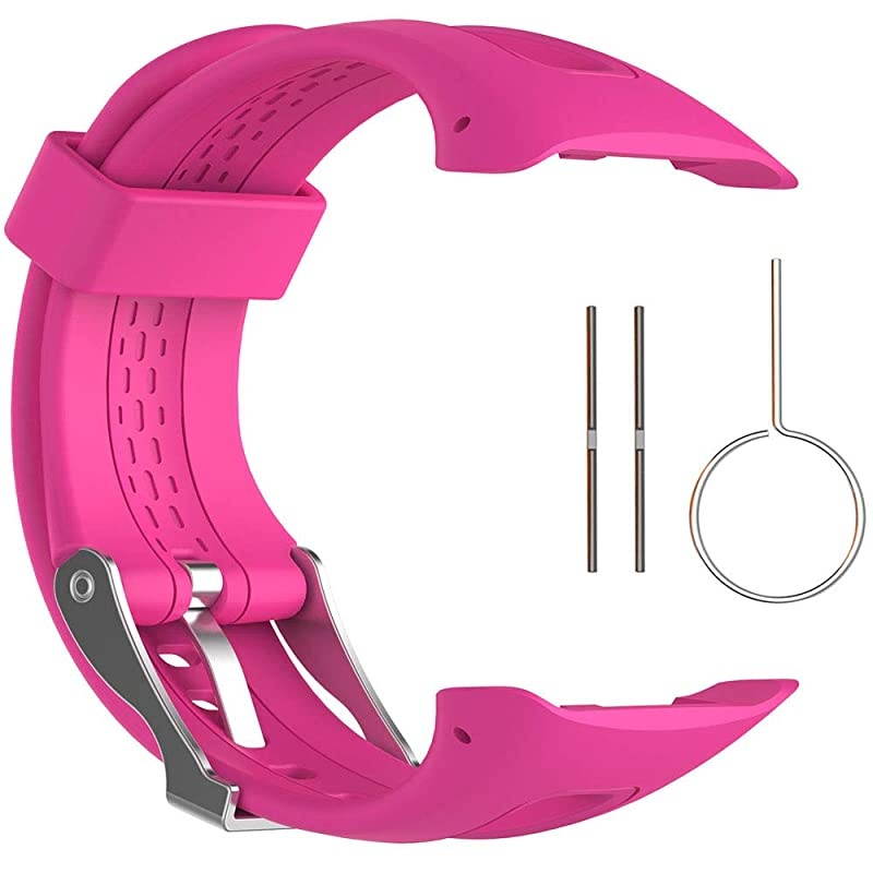 Band for Garmin Forerunner 1015 Soft Silicone Replacement Watch Band Strap for Garmin Forerunner 1015 GPS Watch Pink SDisplay Size 081quotx077quot