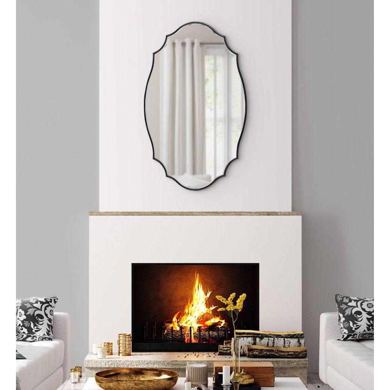 24" x 36" Leanna Scallop Wall Mirror Black - Kate & Laurel All Things Decor