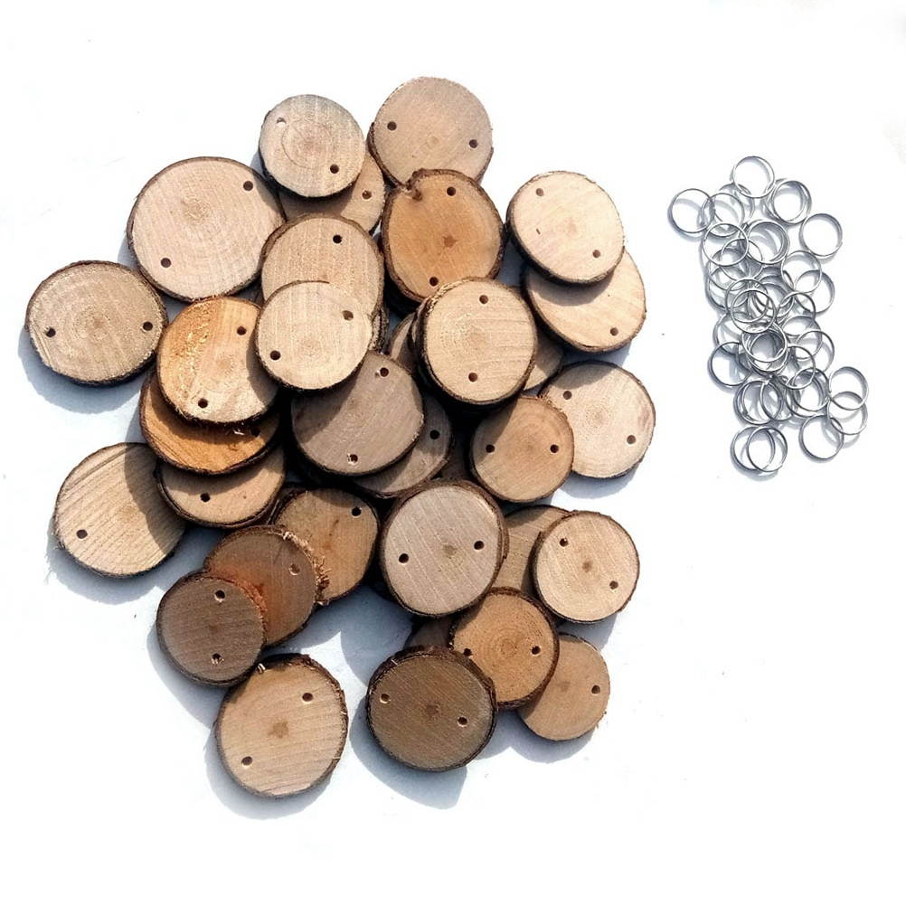 82pcs Wood Message Hanging Board Set Creative Beautiful Note Board Hanging for Bedroom Livingroom Dining Room Store (40pcs Wood Piece, 40pcs Wire Loop, 1pcs 65cm Hemp Rope)