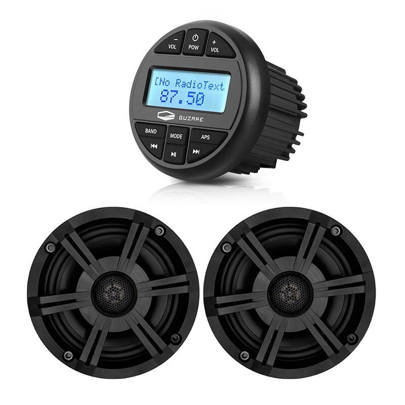 Marine Stereo Boat Radio Audio Bluetooth Media Receiver Car MP3 Player+6.5inch Waterproof Marine Speakers For RV ATV Pool Yacht