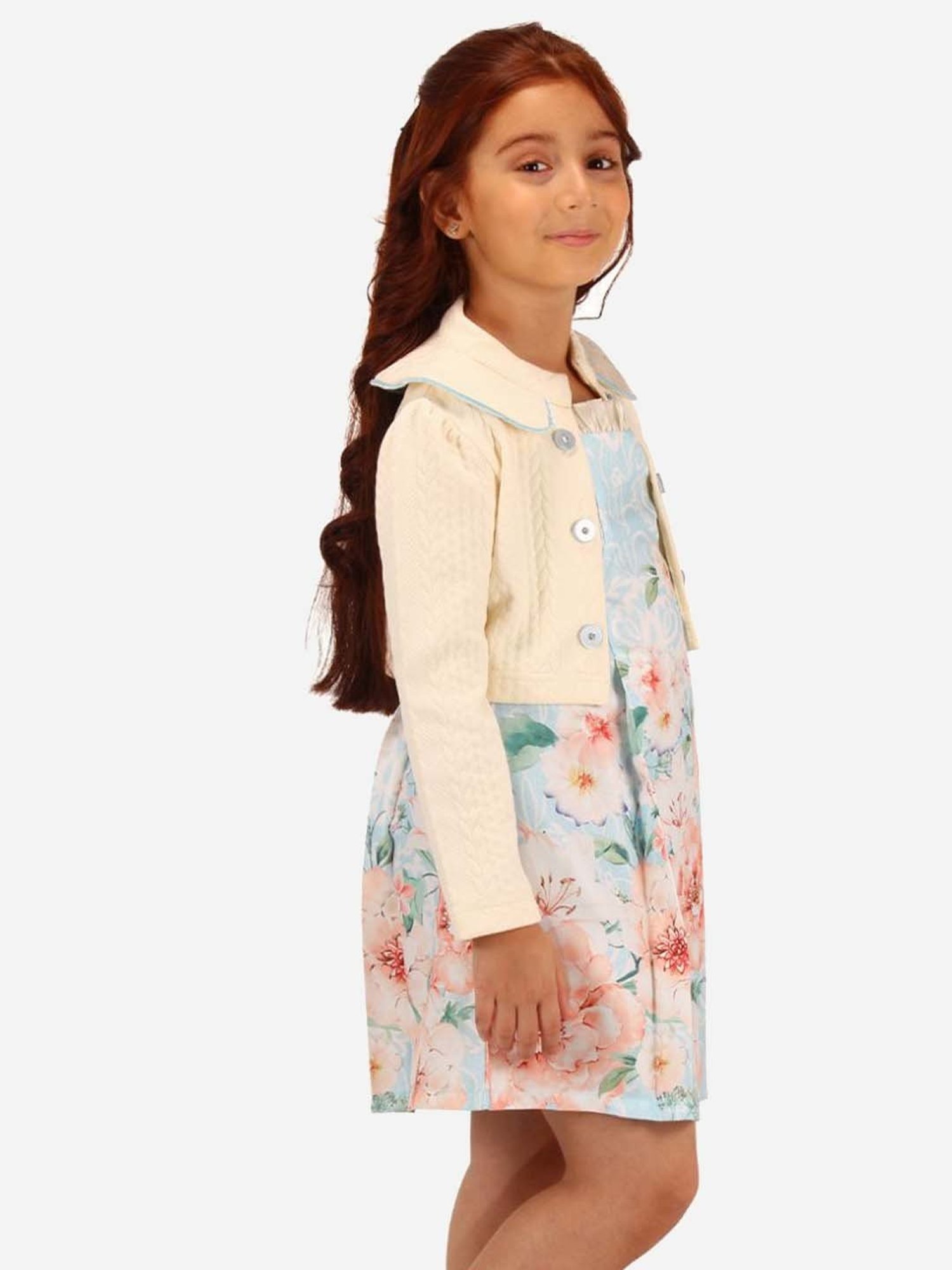 Cutecumber Kids Blue Embellished Full Sleeves Dress