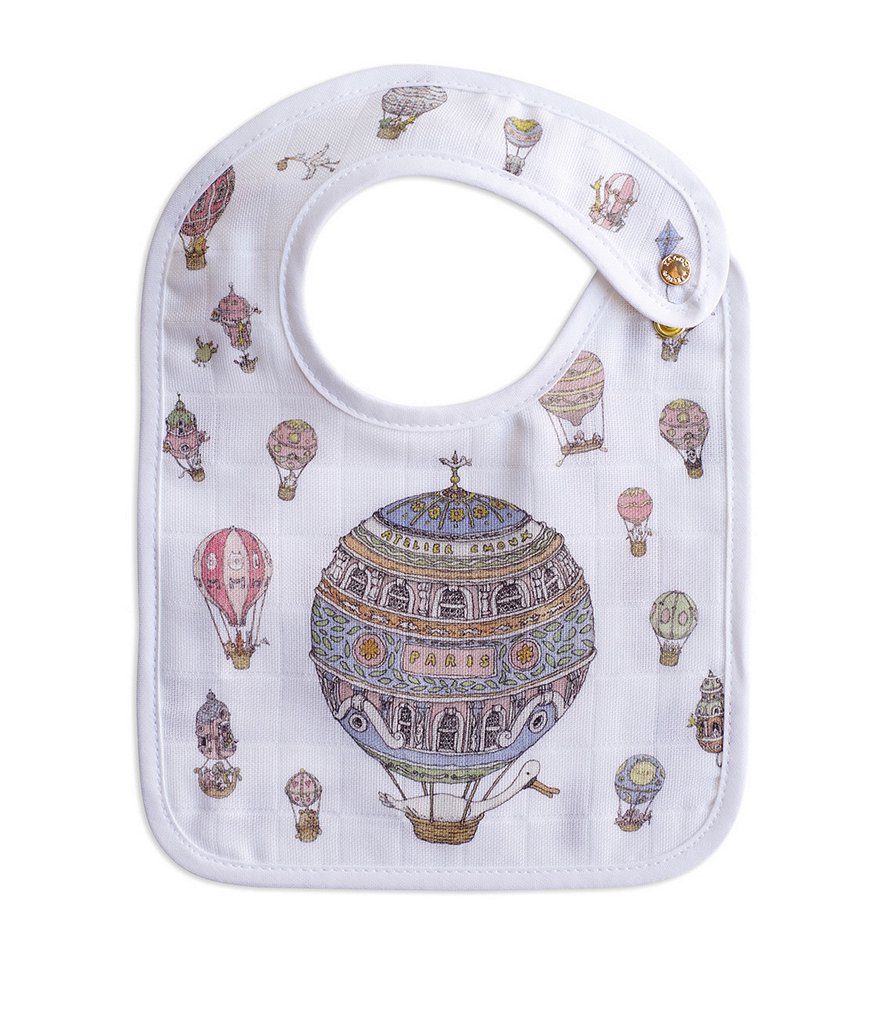 Atelier Choux Paris Organic Cotton Baby Hot Air Balloon Small Bib