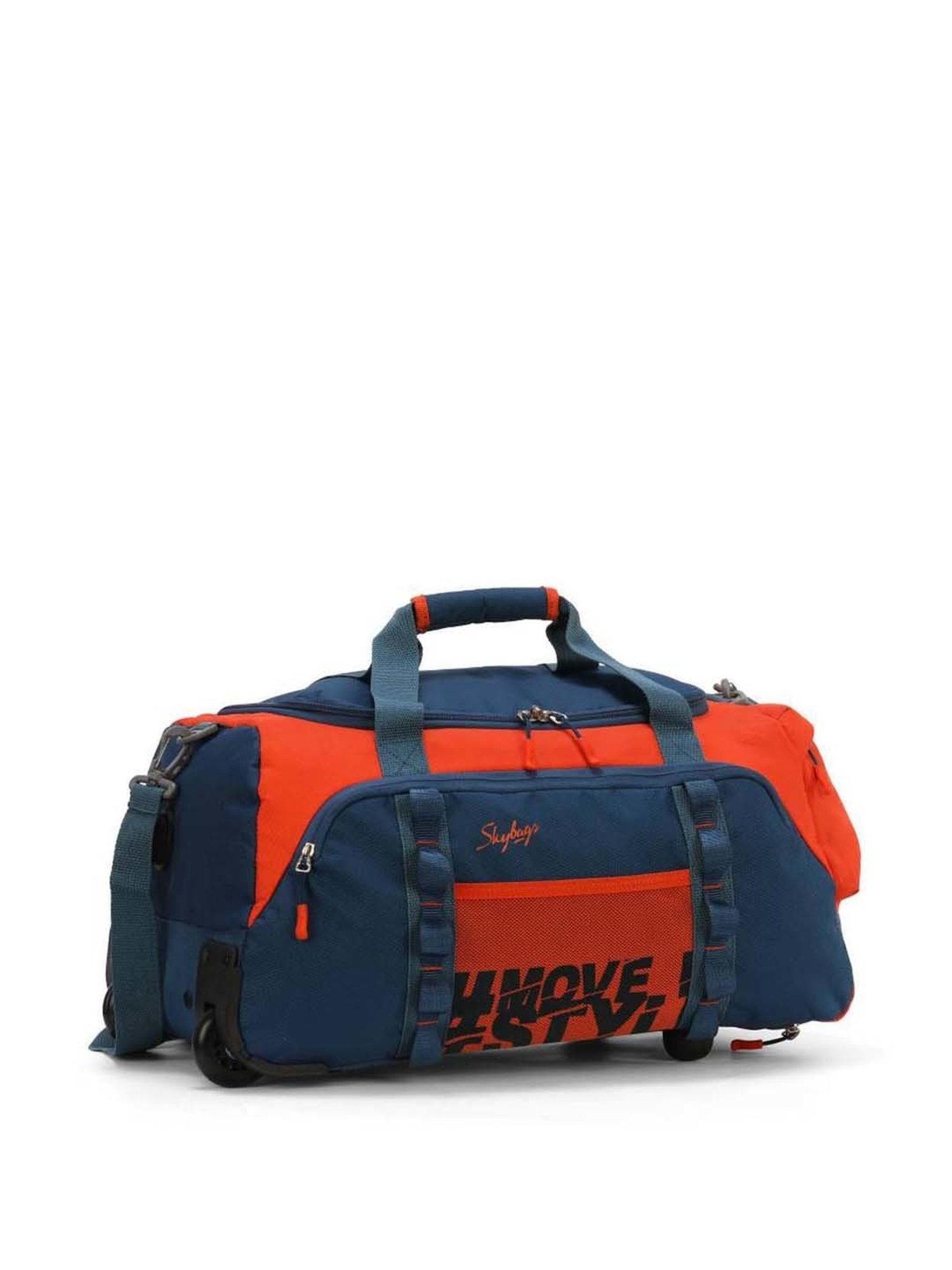 Skybags Hustle Orange & Blue Small Duffle Trolley Bag