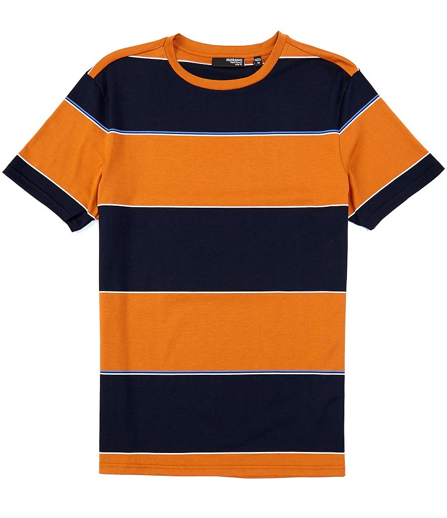 Murano Liquid Luxury Slim-Fit Stripe Jersey Crew Short-Sleeve Tee