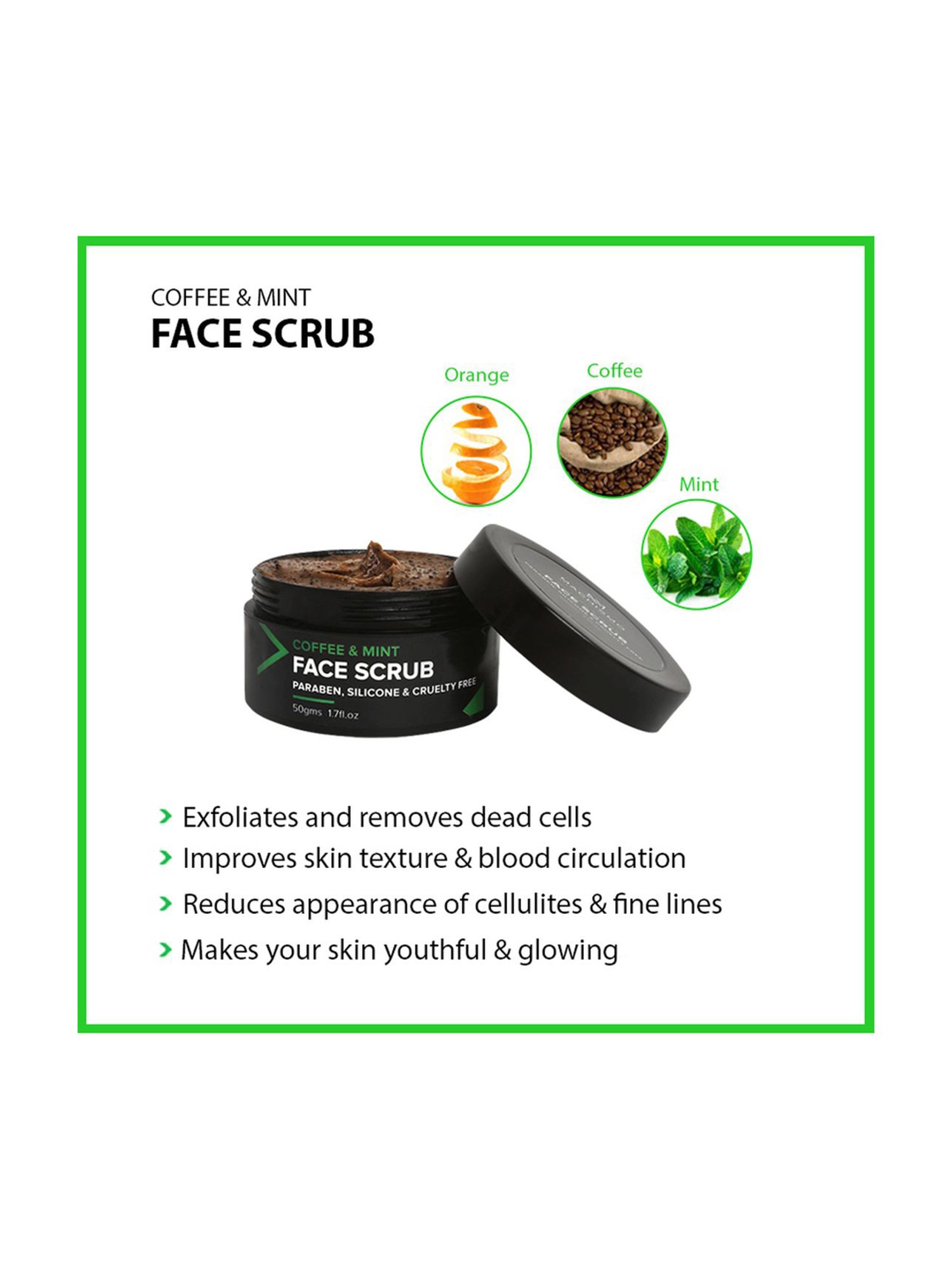 Machismo Coffee & Mint Face Scrub - 50 gm