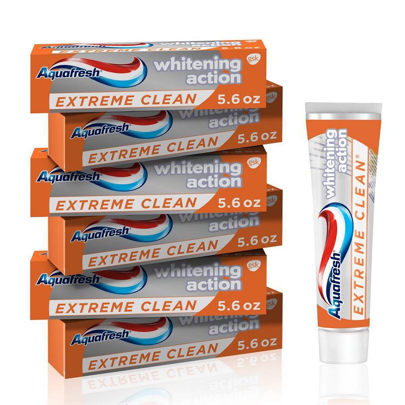 Aquafresh Extreme Clean Whitening Action Fluoride Toothpaste for Cavity Protection - 6ct