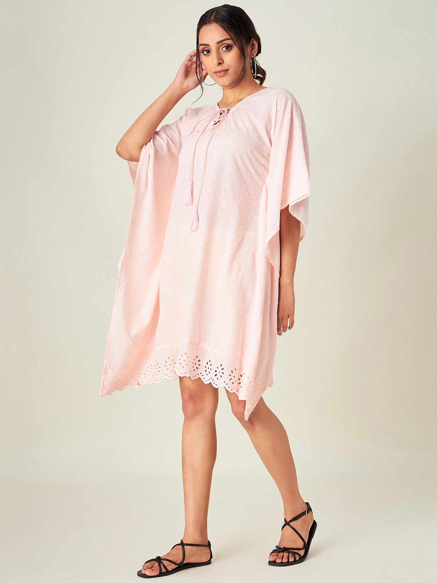 The Kaftan Company Light Pink Kaftan Dress