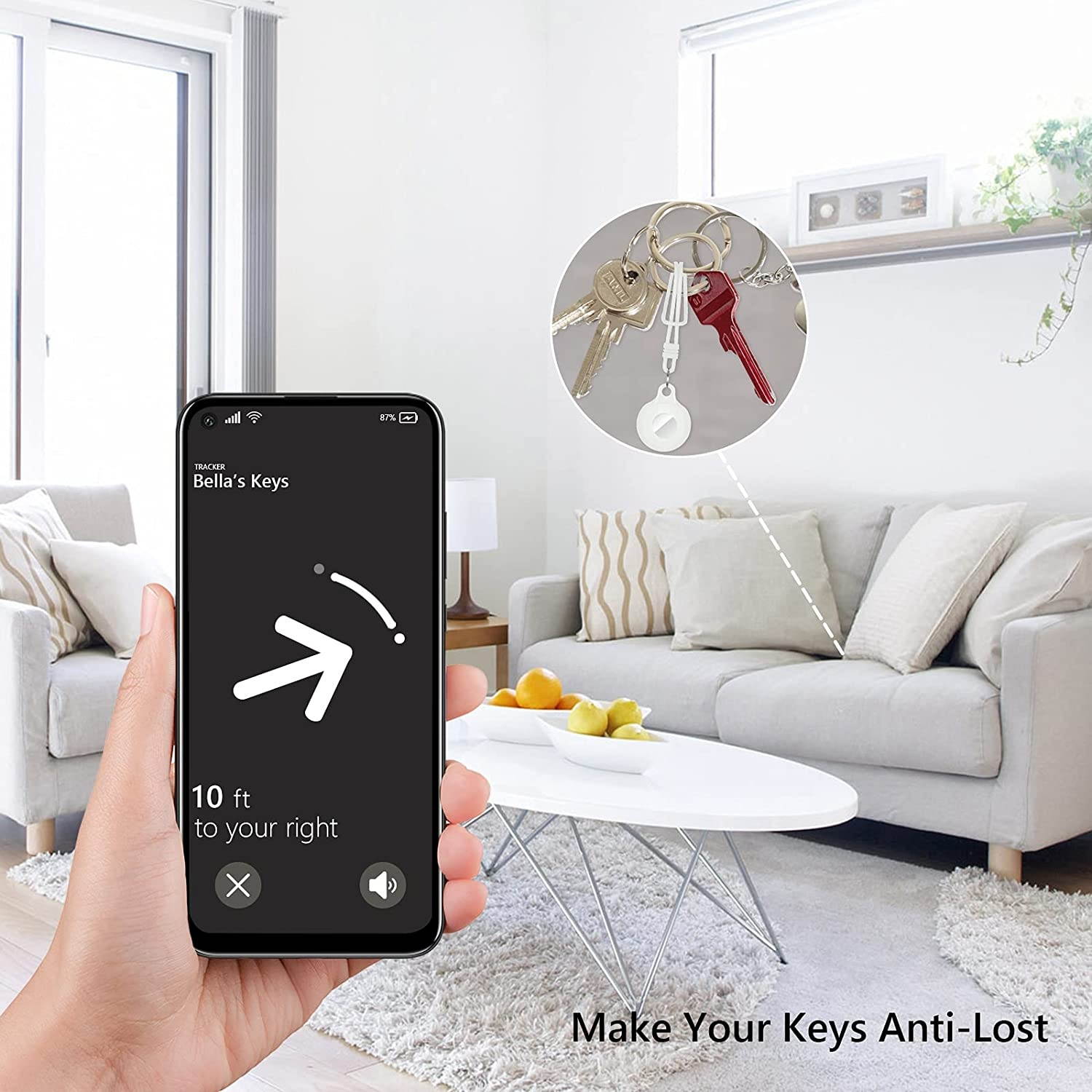 Wenmer Protective Case for AirTags, Silicone Airtag Cases with Keychain Anti-Lost AirTags Cover Lightweight Airtags Holder Compatible with Airtags for Dogs Keys Backpacks, 2 Pack (White & Black)