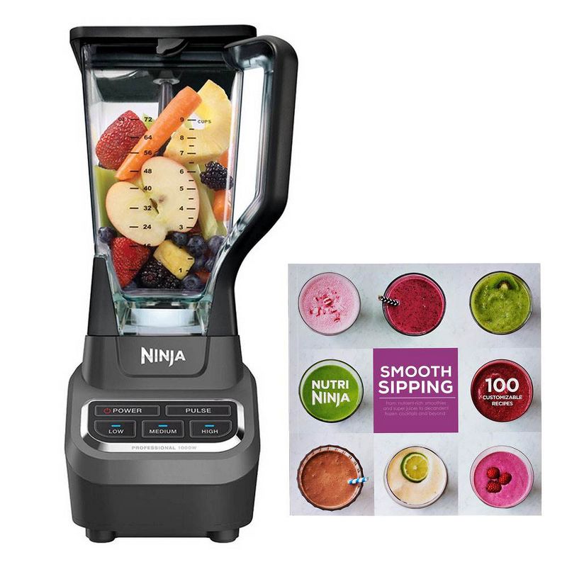 Ninja 100 Recipe Book & Professional Work Top Blender (Certified Refurbished)