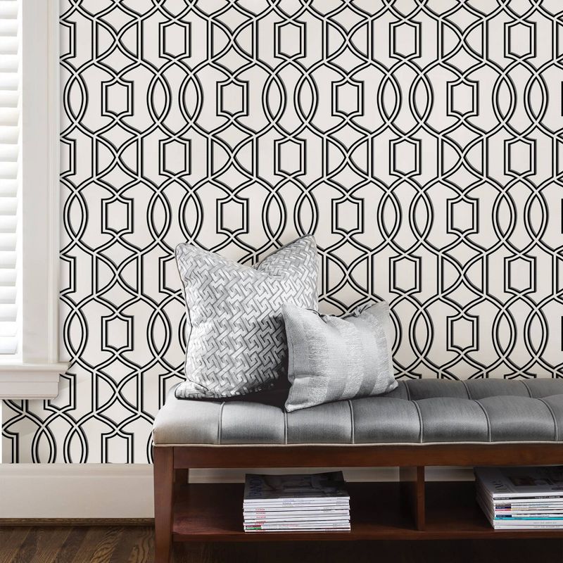 NuWallpaper Uptown Trellis Peel & Stick Wallpaper Black/White