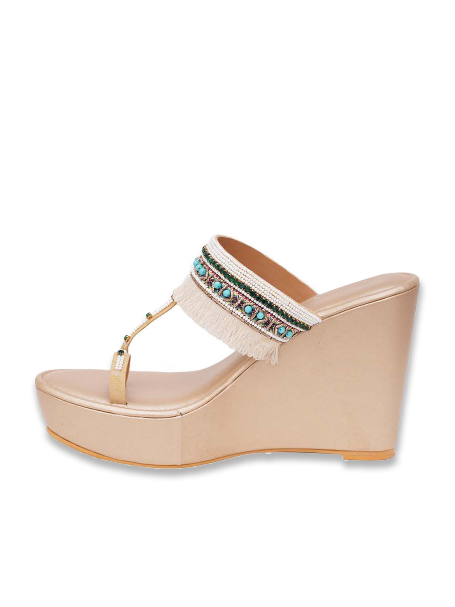Sole House Women's Gold Toe Ring Wedges