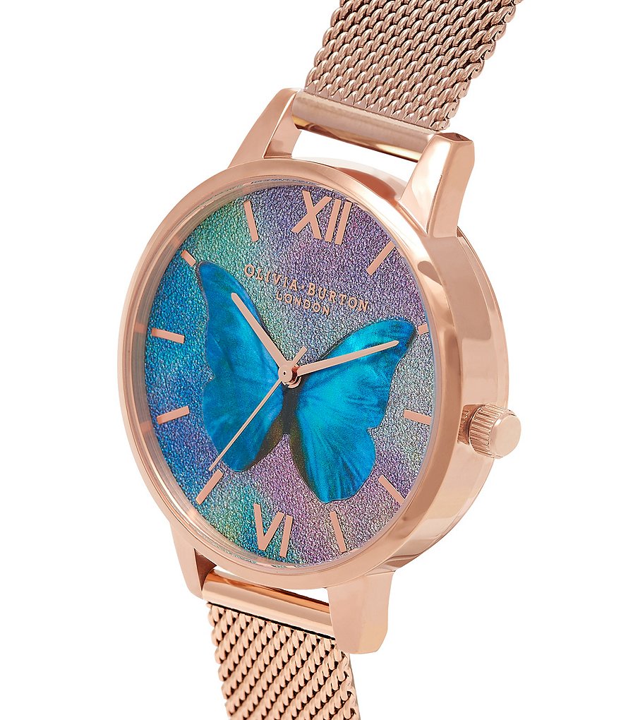 Olivia Burton Demi Glitter Butterfly Dial Mesh Watch