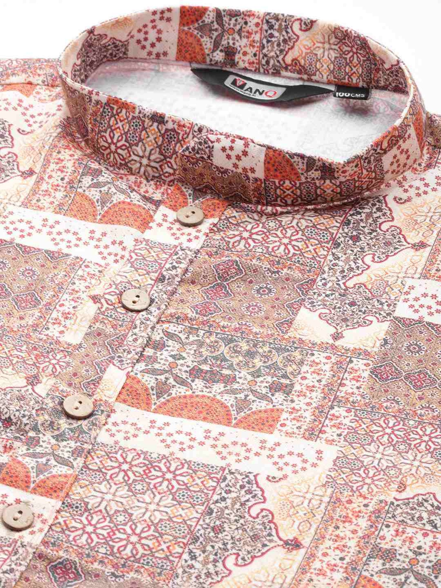 ManQ Multicolored Regular Fit Printed Kurta Bottom Set