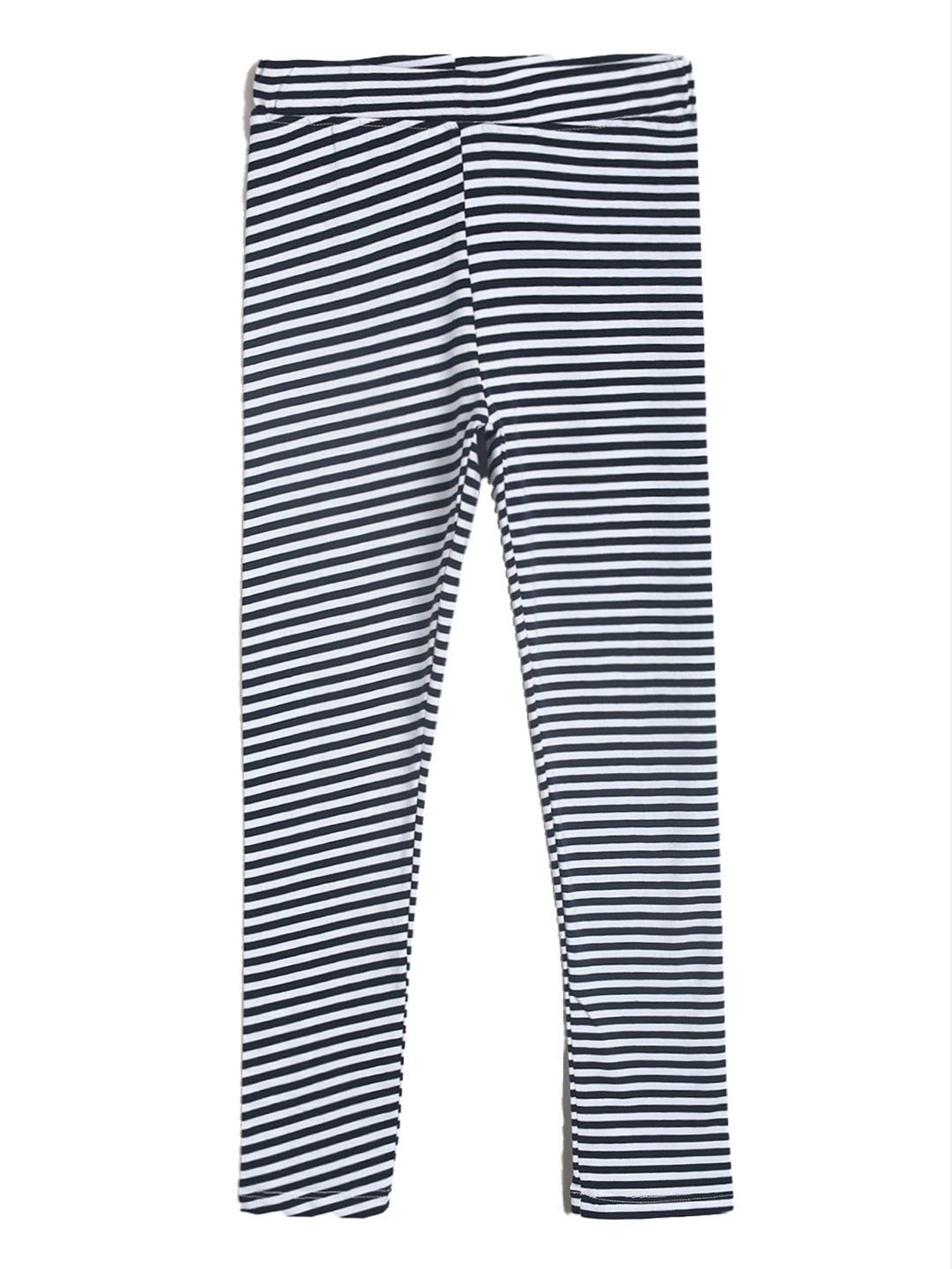 Tales & Stories Girls Black & White Striped Leggings