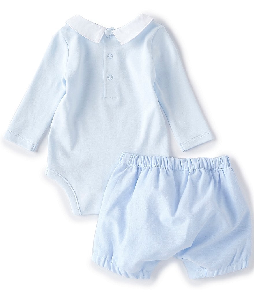 Edgehill Collection Baby Boys Newborn-6 Months Long-Sleeve Bodysuit & Chambray Diaper Cover Set