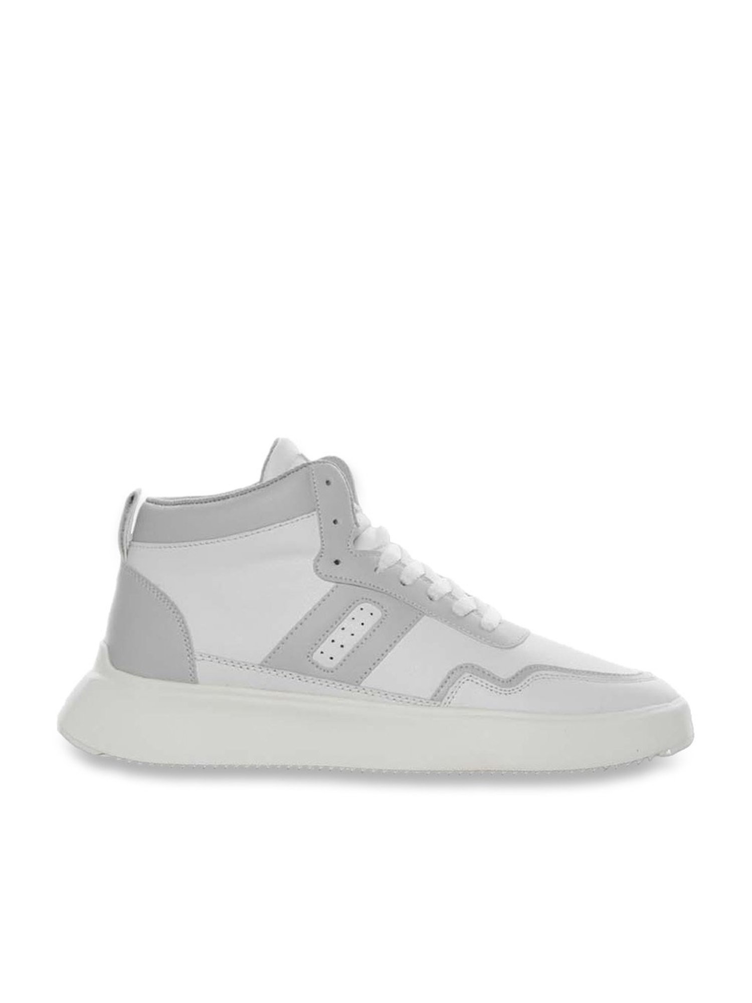 Yoho Men's White & Grey Ankle High Sneakers