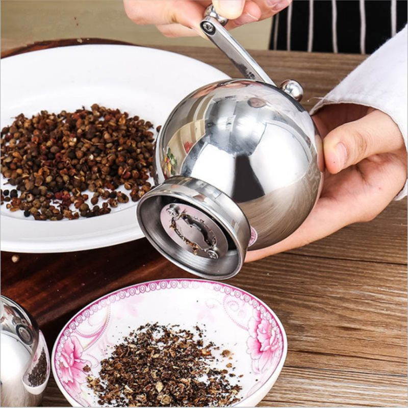 1PC Manual Stainless Steel Pepper Grinder Sea Salt Sichuan Pepper Herbs Crusher Grinding Tool - Size L