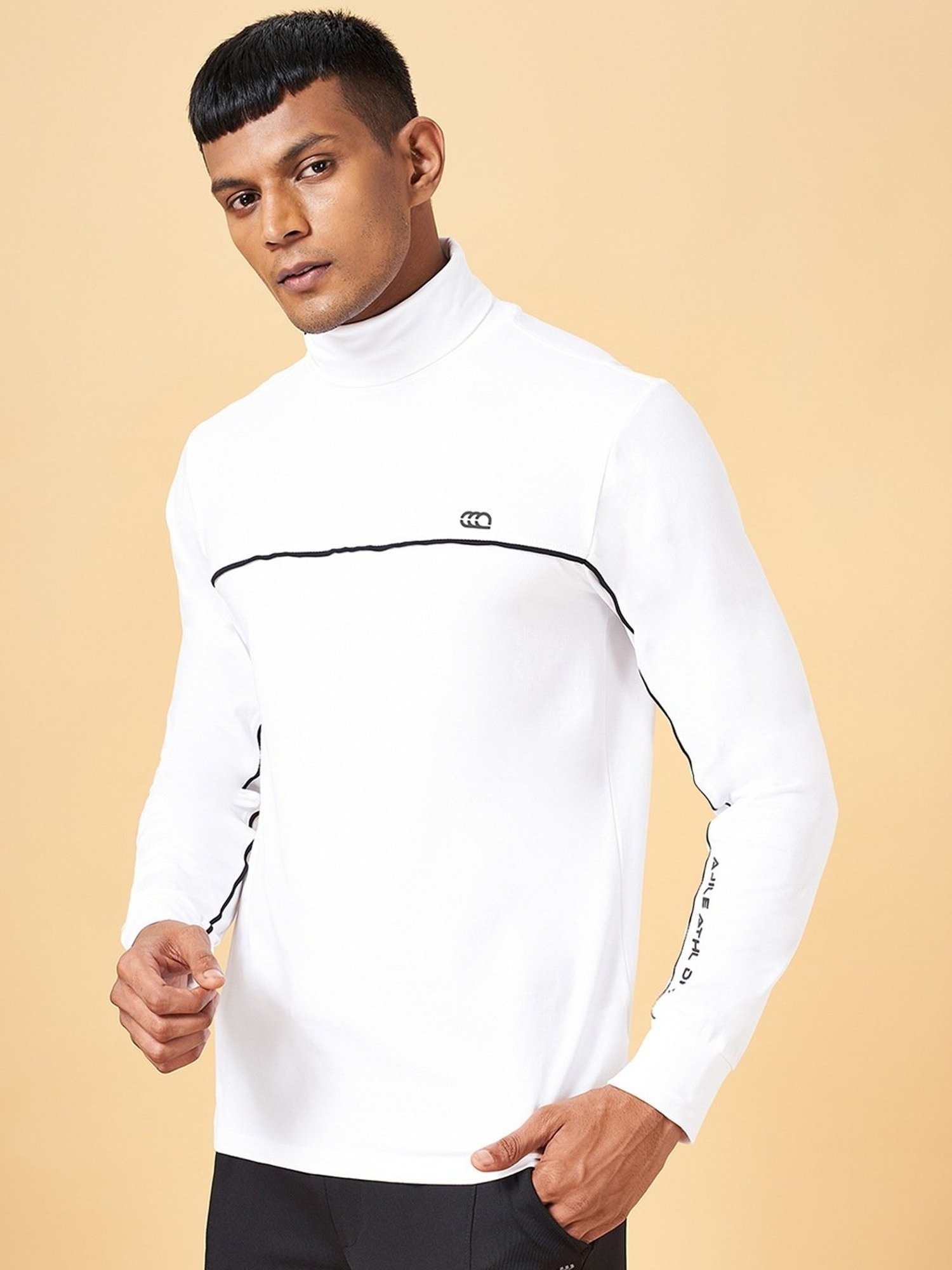 Ajile by Pantaloons White Cotton Slim Fit T-Shirt