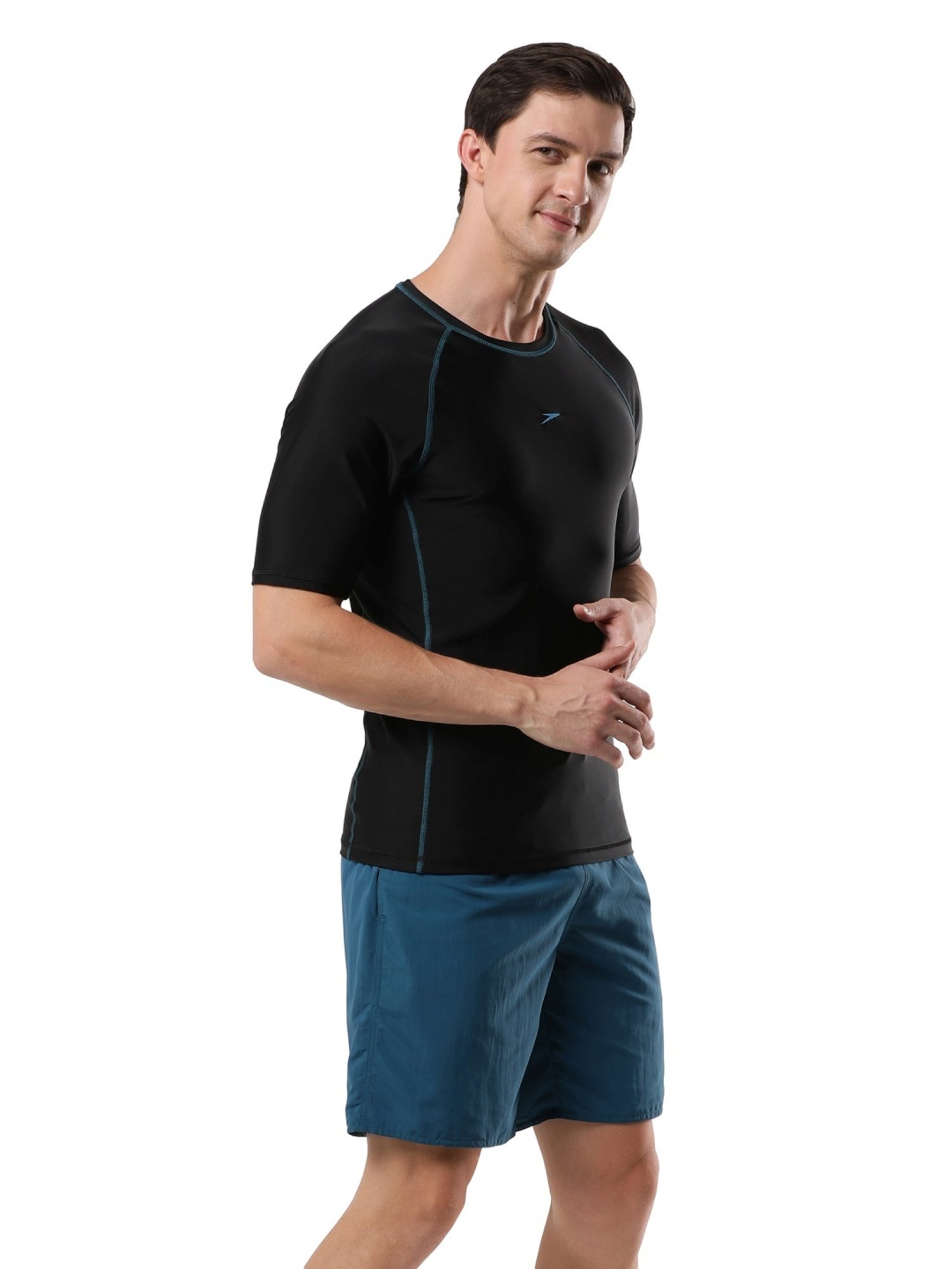 Speedo Black Regular Fit Sports T-Shirt