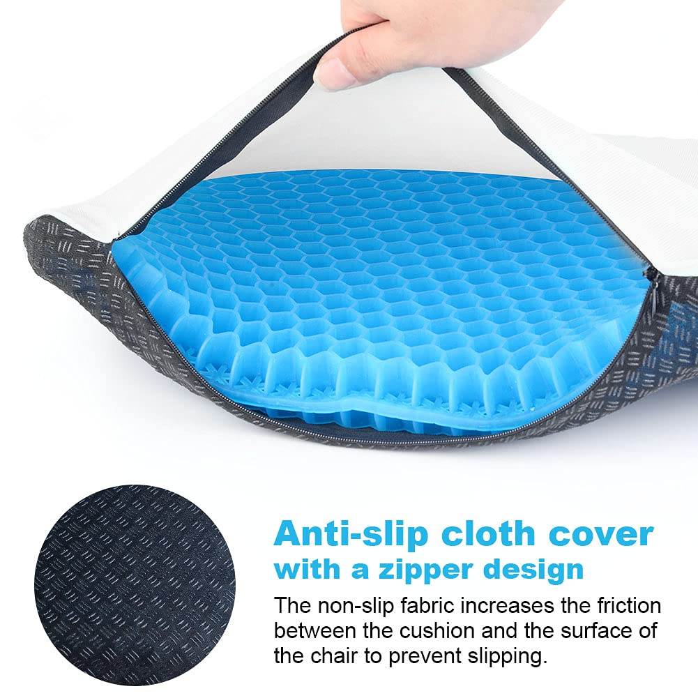 Hiroharu Breathable Gel Seat Cushion - Double Layer Honeycomb Office Chair Cushion, Car Seat Cushion for Help Relieve Pain, Chair Pads Suitable for Office Chair, Wheelchair, Office and Car Accessories