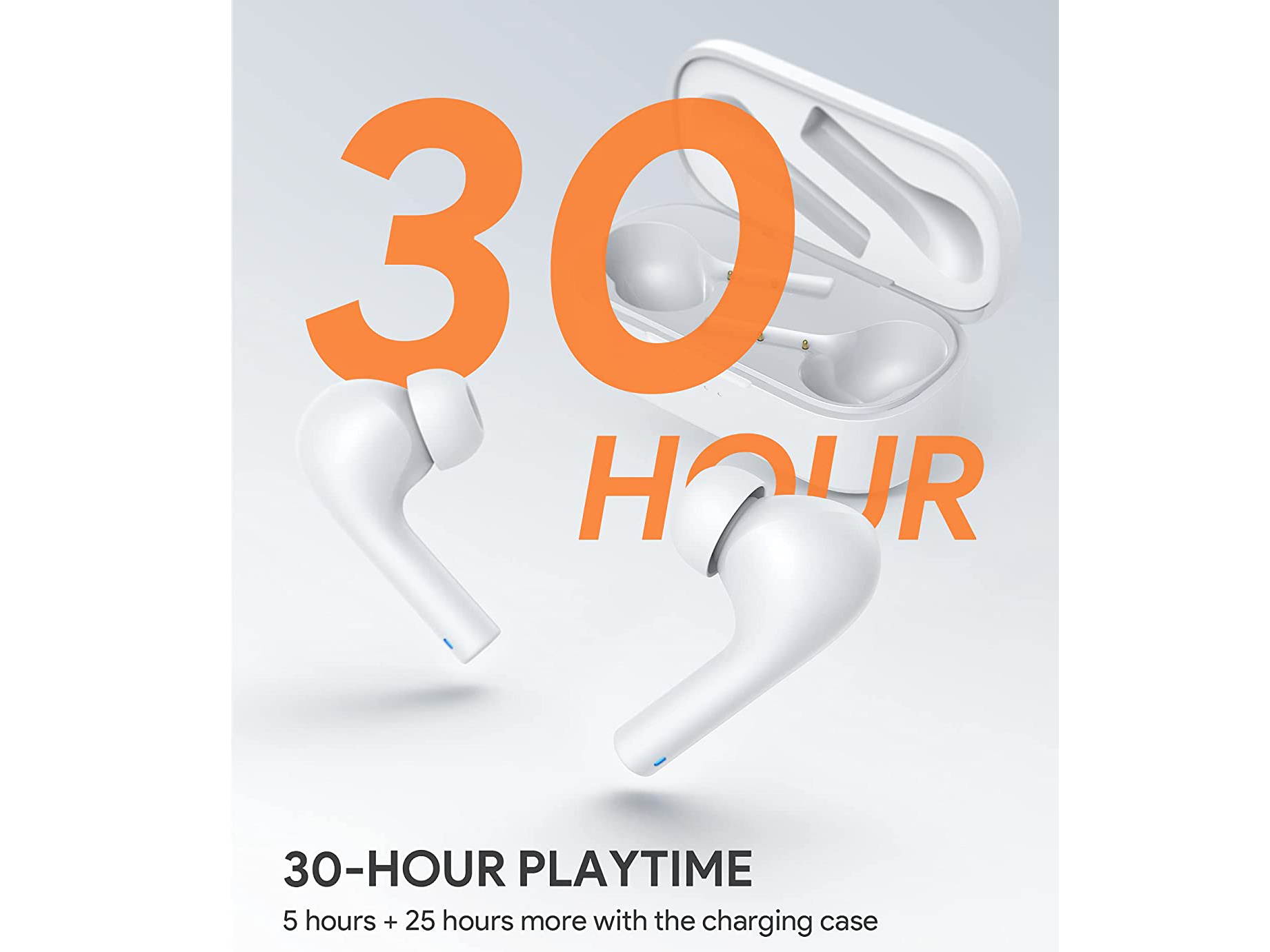 Upgraded Wireless Earbuds, Bluetooth Headphones with Noise Cancelling Mics, 30H Playtime, IPX6 Waterproof Bluetooth Earphones in-Ear with 5 Sizes Tips for iPhone, Android, Charging Case Included