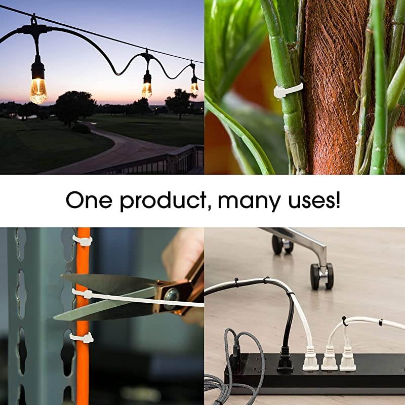 51225999 Clear Power Gear Cable, 4-Inch Long, Multipurpose Small Zip, 100-Pack Nylon Plastic Ties, 7/8-Inch Maximum Diameter, Durable, Self-Locking, 51225, 4 Inch