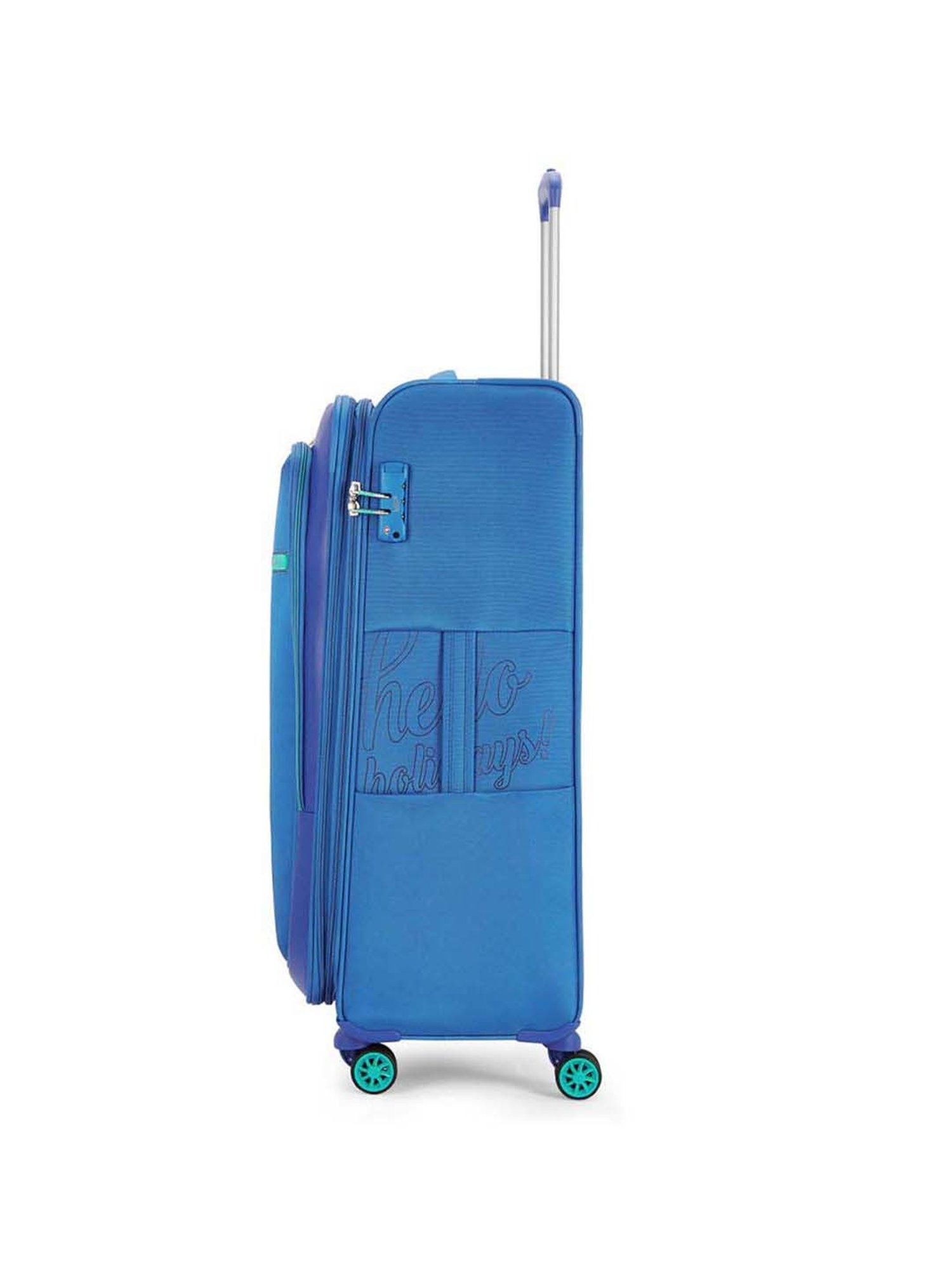 VIP Lucern Str Exp Blue Color Block Soft Large Trolley Bag - 47.2 cm