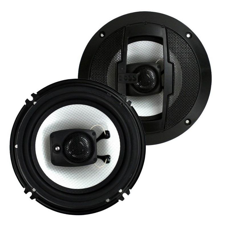 Boss Audio Systems R63 Riot 6.5 Inch 300 Watt 3-Way 4 Ohm Full Range Car Audio Coaxial Stereo Speakers with Tweeter and Poly Injection Cone, Pair