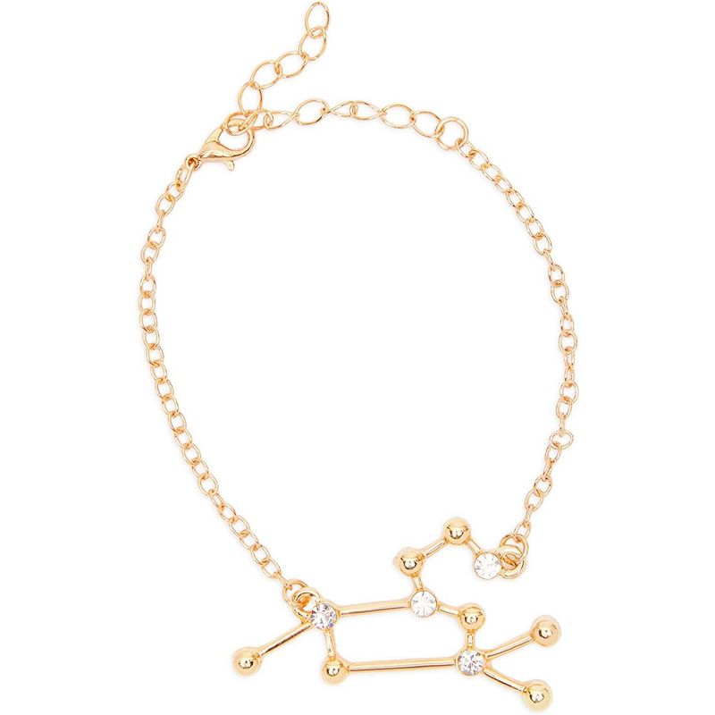 Zodaca 2 Piece Leo Zodiac Necklace and Bracelet Jewelry Set for Women, Gold