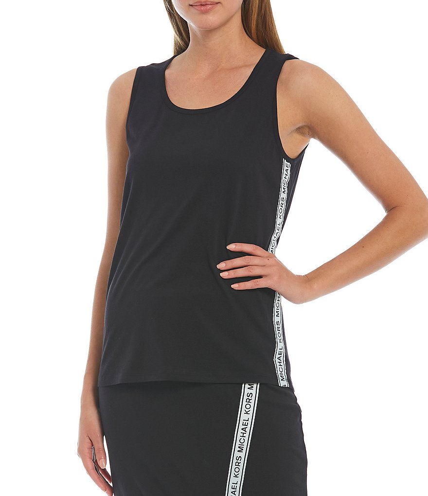 MICHAEL Michael Kors Scoop Neck Side Logo Tape Coordinating Tank