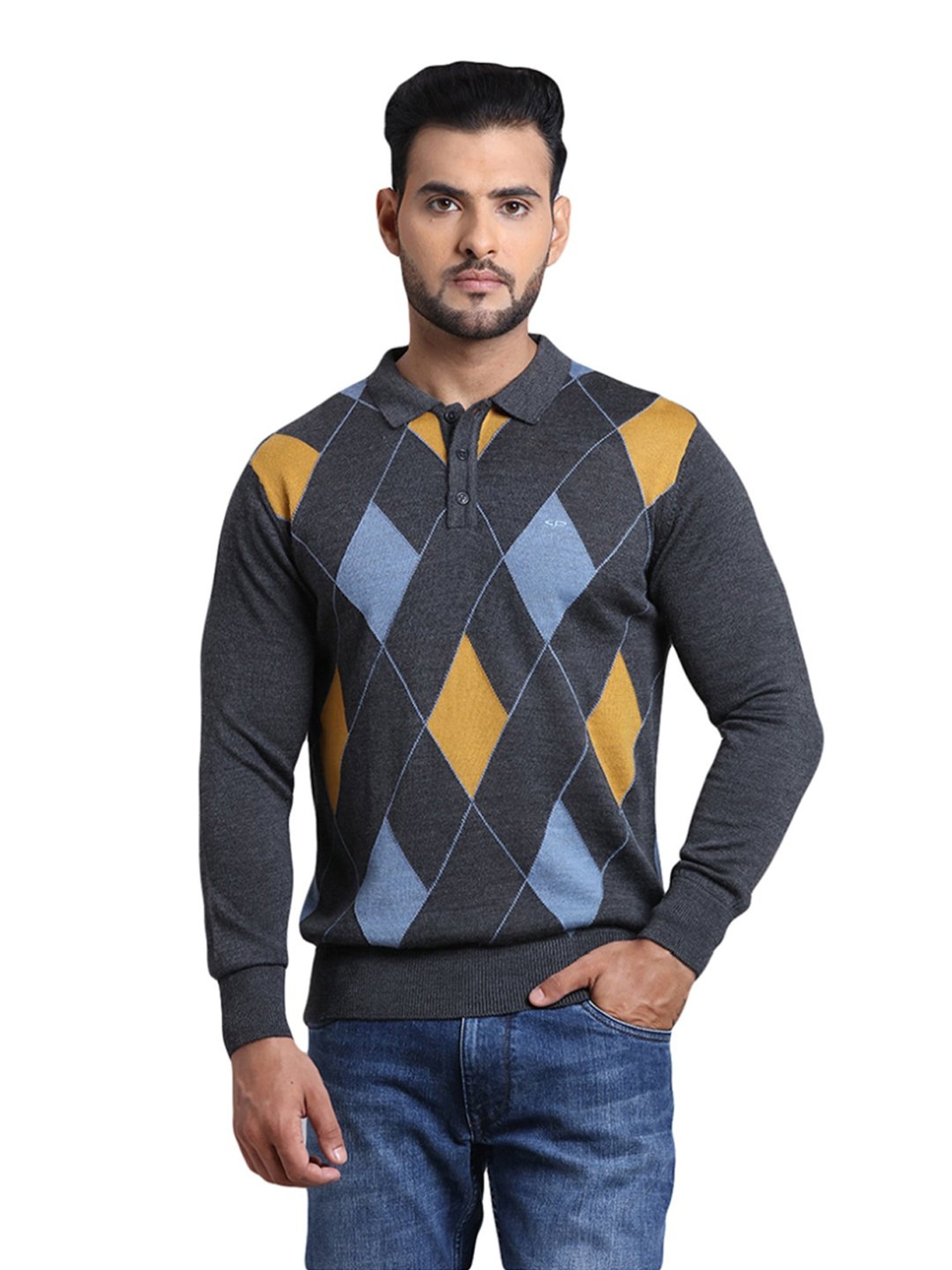 ColorPlus Grey Tailored Fit Texture Sweater