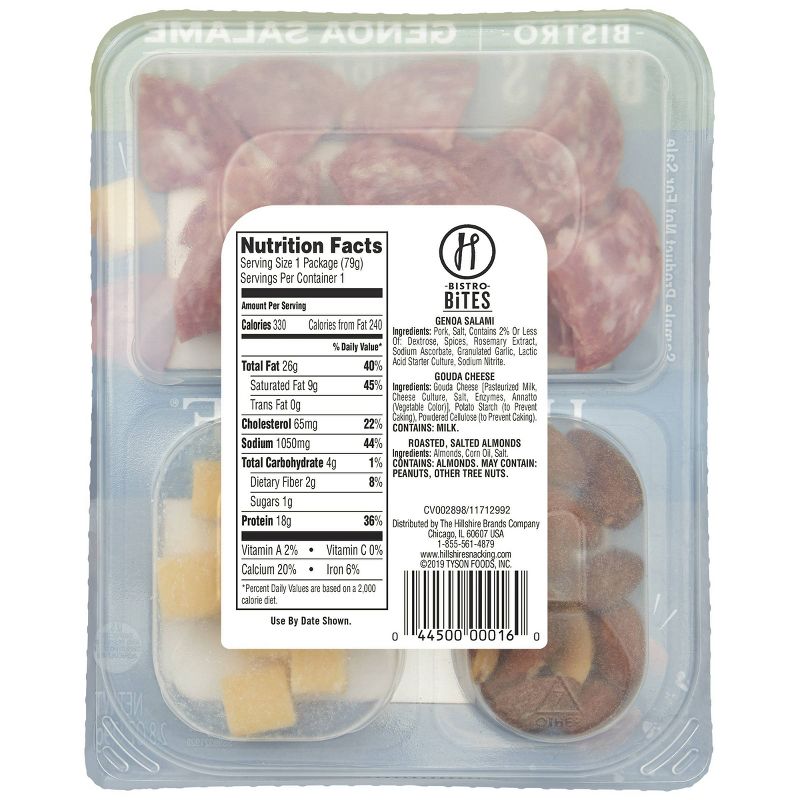 Hillshire Farm Snacking Bistro Bites with Genoa Salami, Gouda & Salted Almonds - 2.8oz