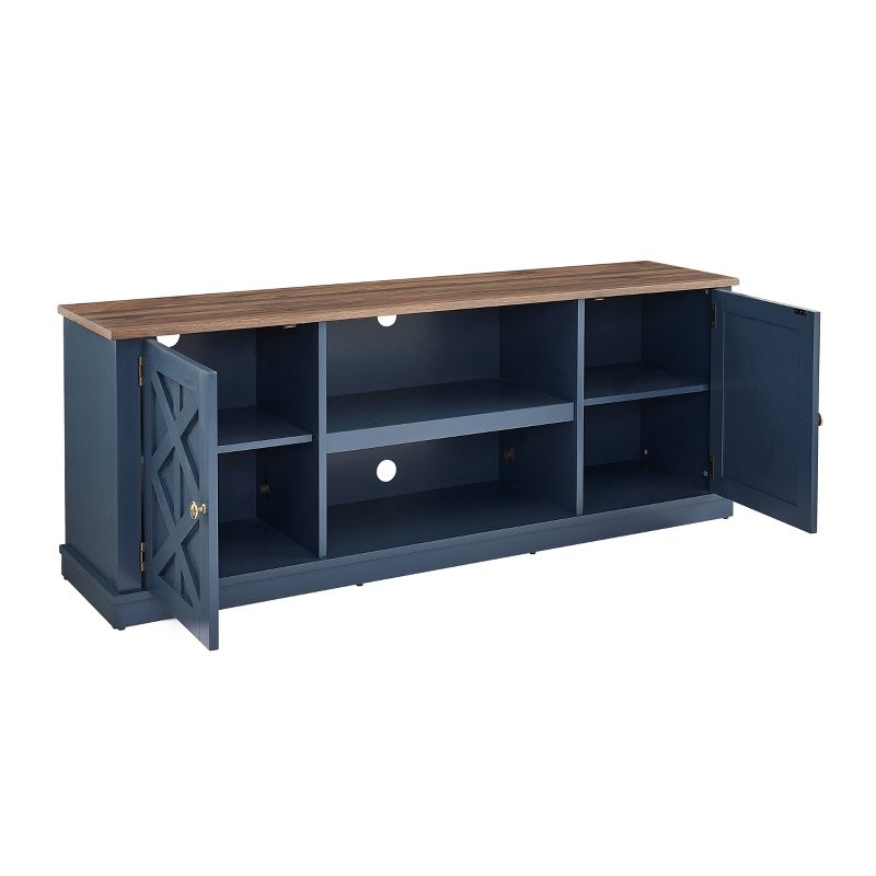 58" TV Stand for TVs up to 65" Navy/Walnut - Home Essentials