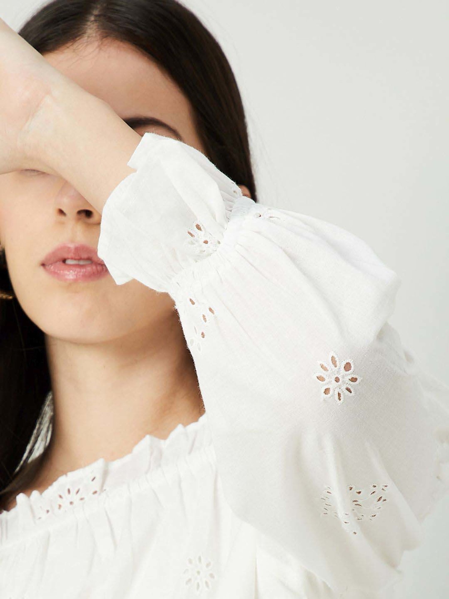 Code by Lifestyle Off-White Cotton Self Pattern Top