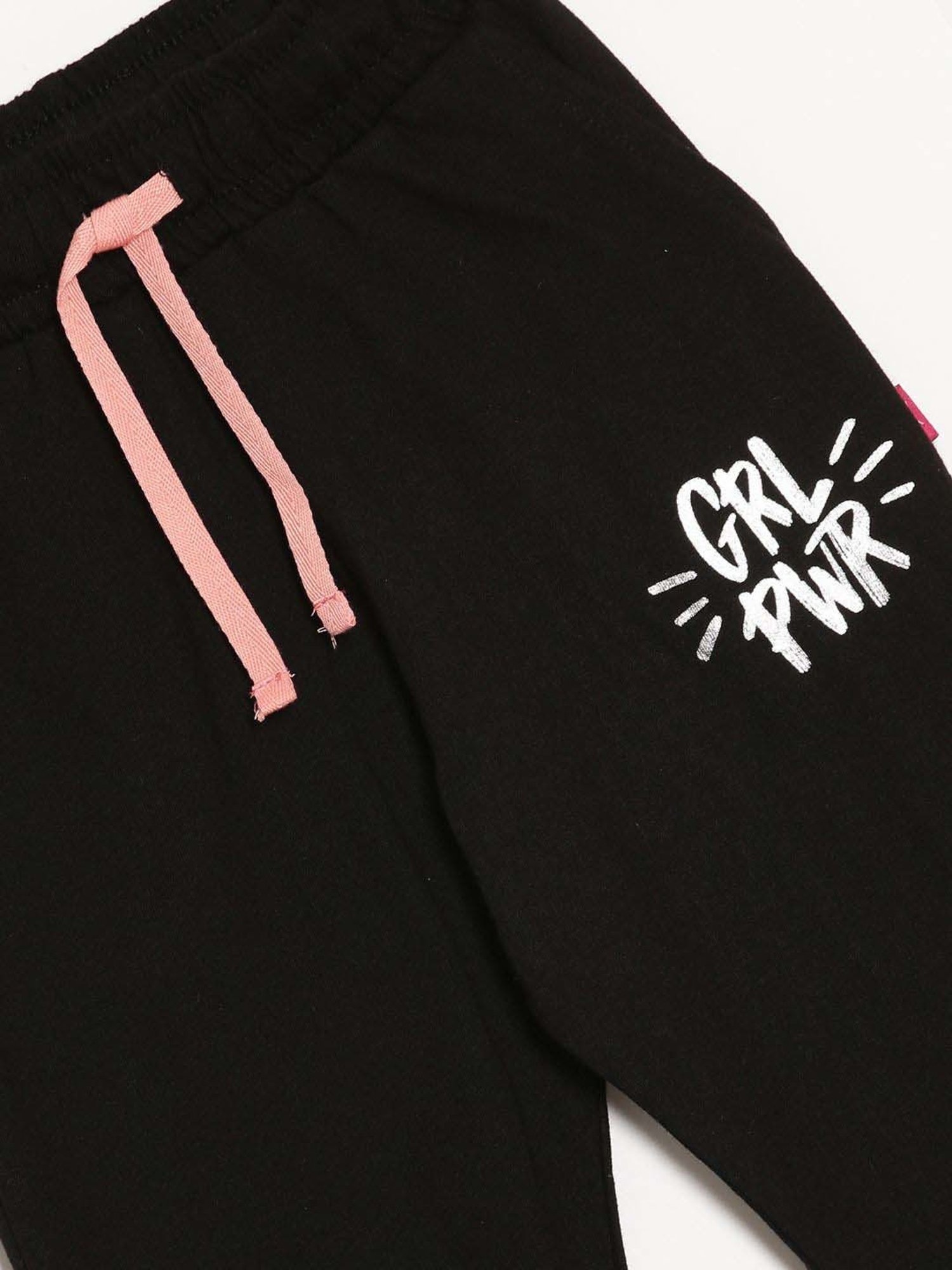 Dixcy Slimz Kids Jet Black Cotton Printed Joggers