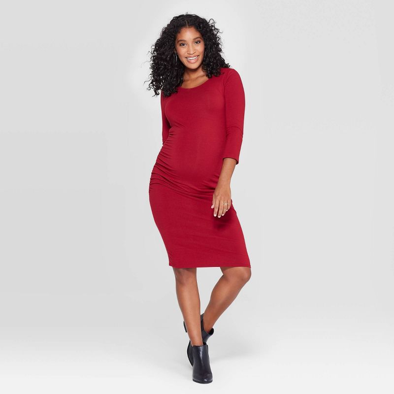 3/4 Sleeve T-Shirt Maternity Dress - Isabel by Ingrid & Isabel™ Ruby S