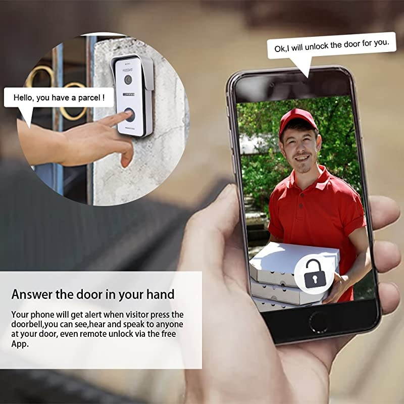 10 Inch Wireless/Wired Wifi IP Video Doorphone Intercom Doorbell Entry System with 2x720P AHD Wired Camera Night Vision,Remote unlocking,Talking,Recording,Snapshot