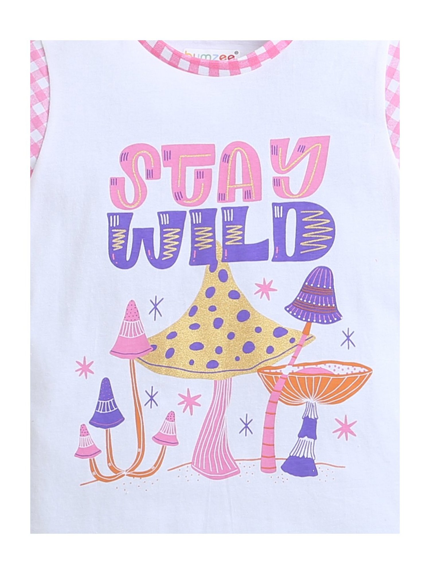 Bumzee Kids White & Pink Printed T-Shirt with Shorts