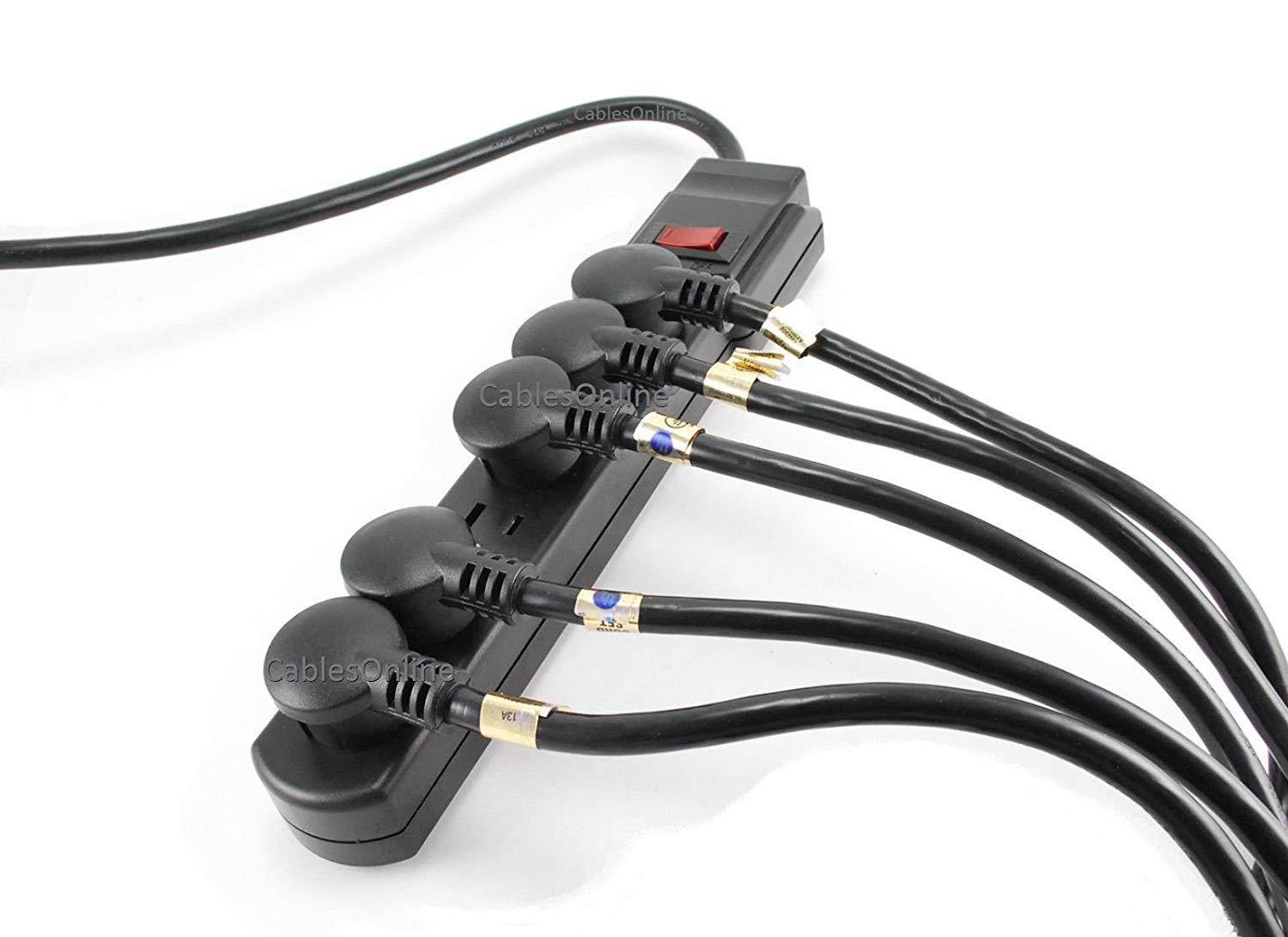 CablesOnline 12in Flat Plug Power Extension Cord / Cable, NEMA 5-15P to 5-15R (5 Pack) (PC-S0412-5)