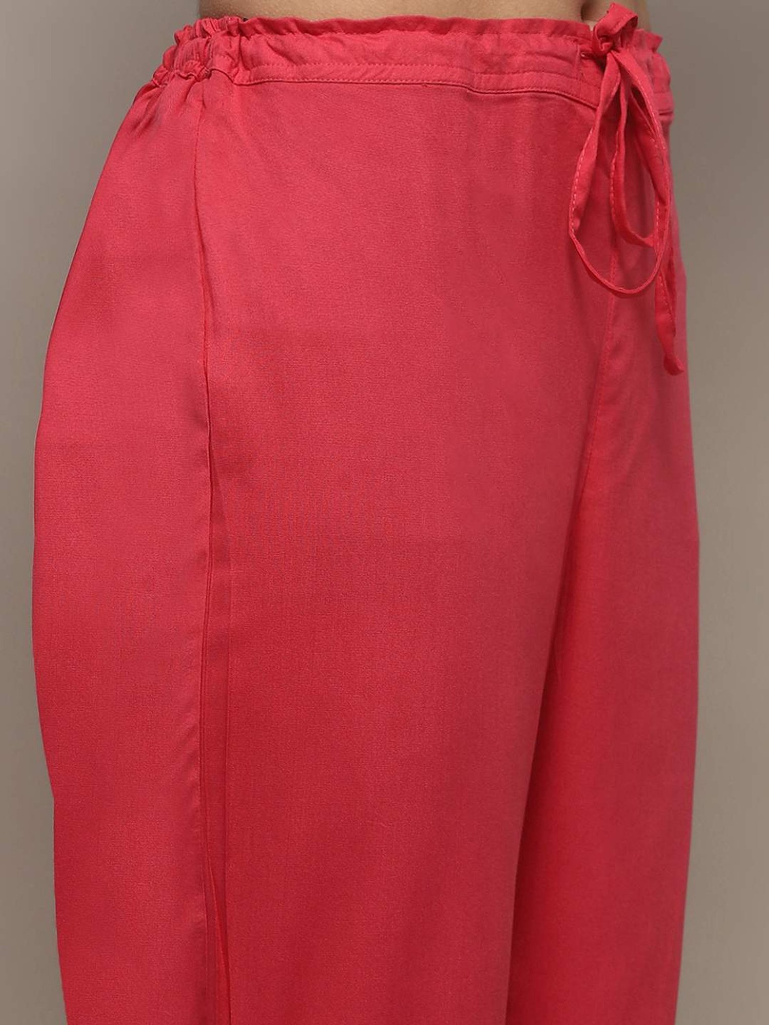 Biba Pink Woven Pattern Kurta Pant Set With Dupatta