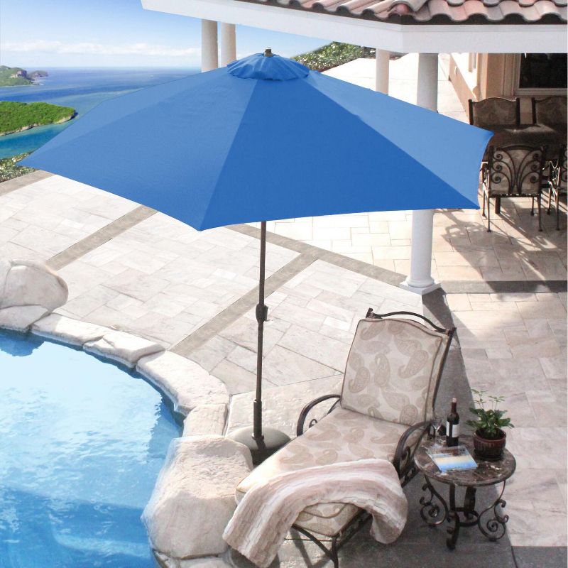 Astella  11 Ft. Aluminum Patio Umbrella W/ Crank Lift - Black Frame / Polyester Pacific Blue Canopy LUNA116P117-P01