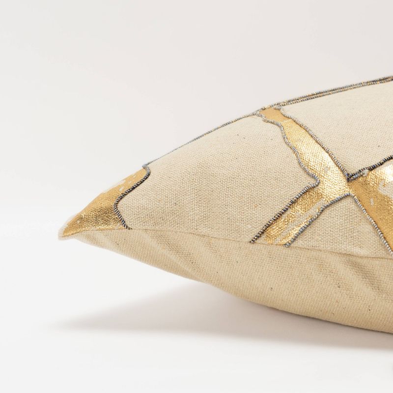 Geometric Poly Filled Throw Pillow Gold - Rizzy Home