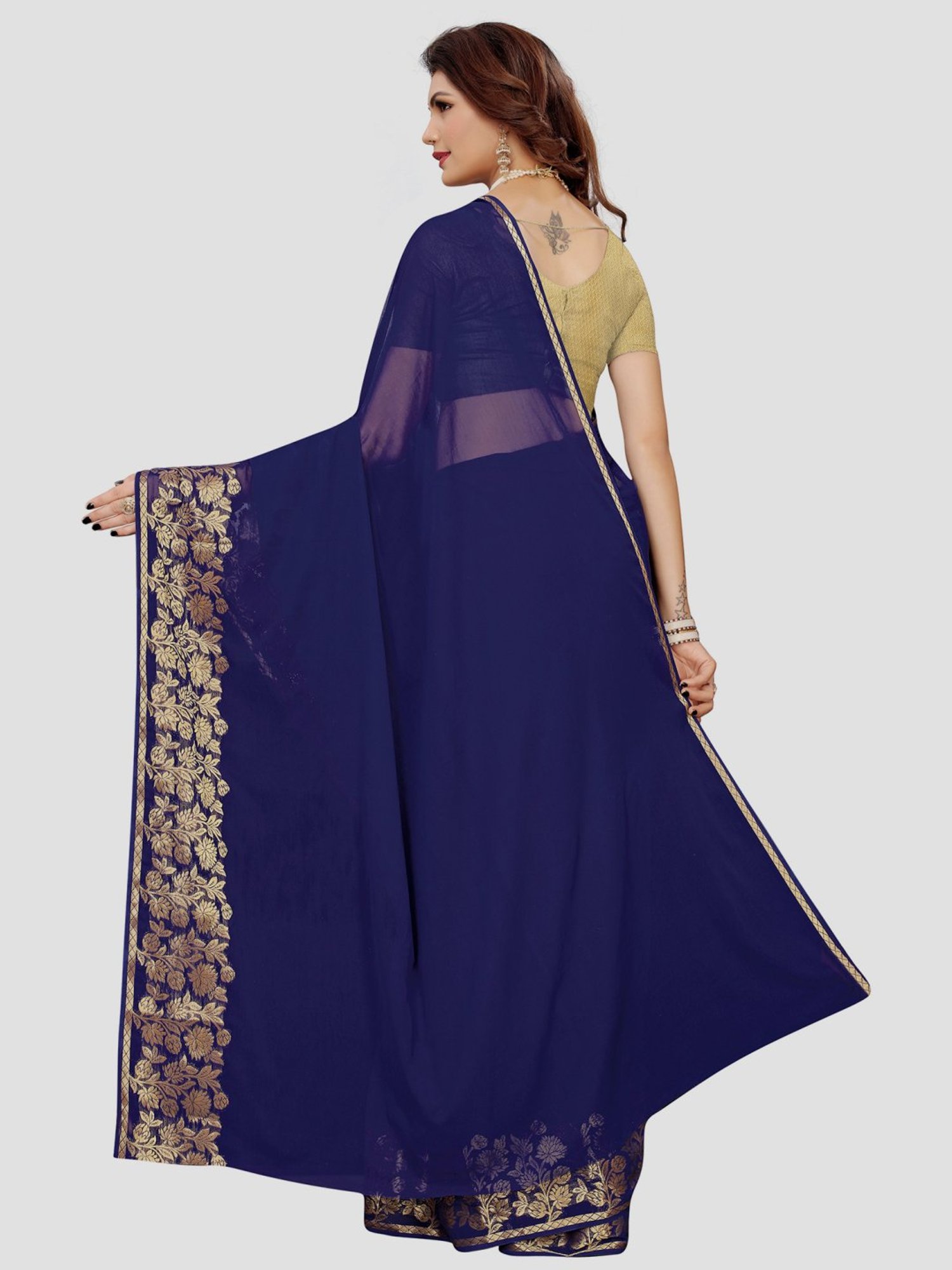 Unnati Silks Red Silk Printed Saree With Unstitched Blouse