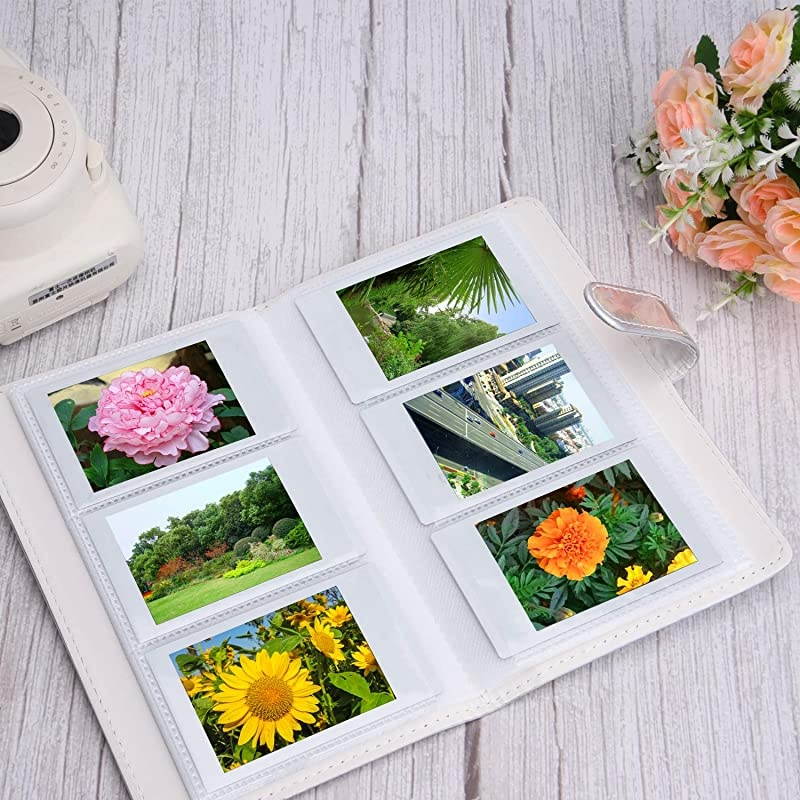 Wallet PU Leather Photo Album Compatible with Fujifilm Instax Mini 11 9 8 90 8+ 26 7s Instant Camera Film, Polaroid Snap Zip Z2300 PIC-300 Film (Bright Silvery)