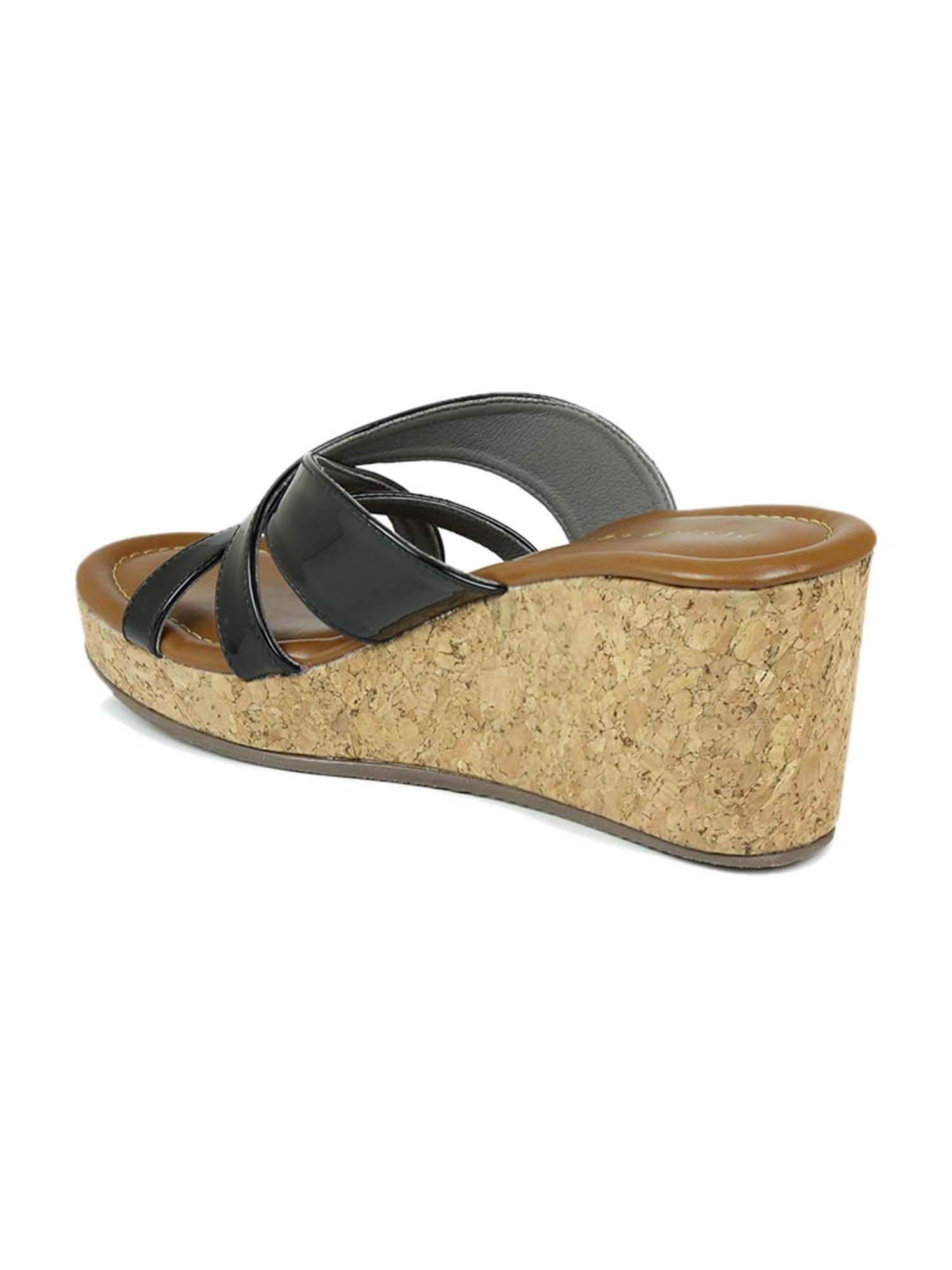 Design Crew Women's Black Cross Strap Sandals