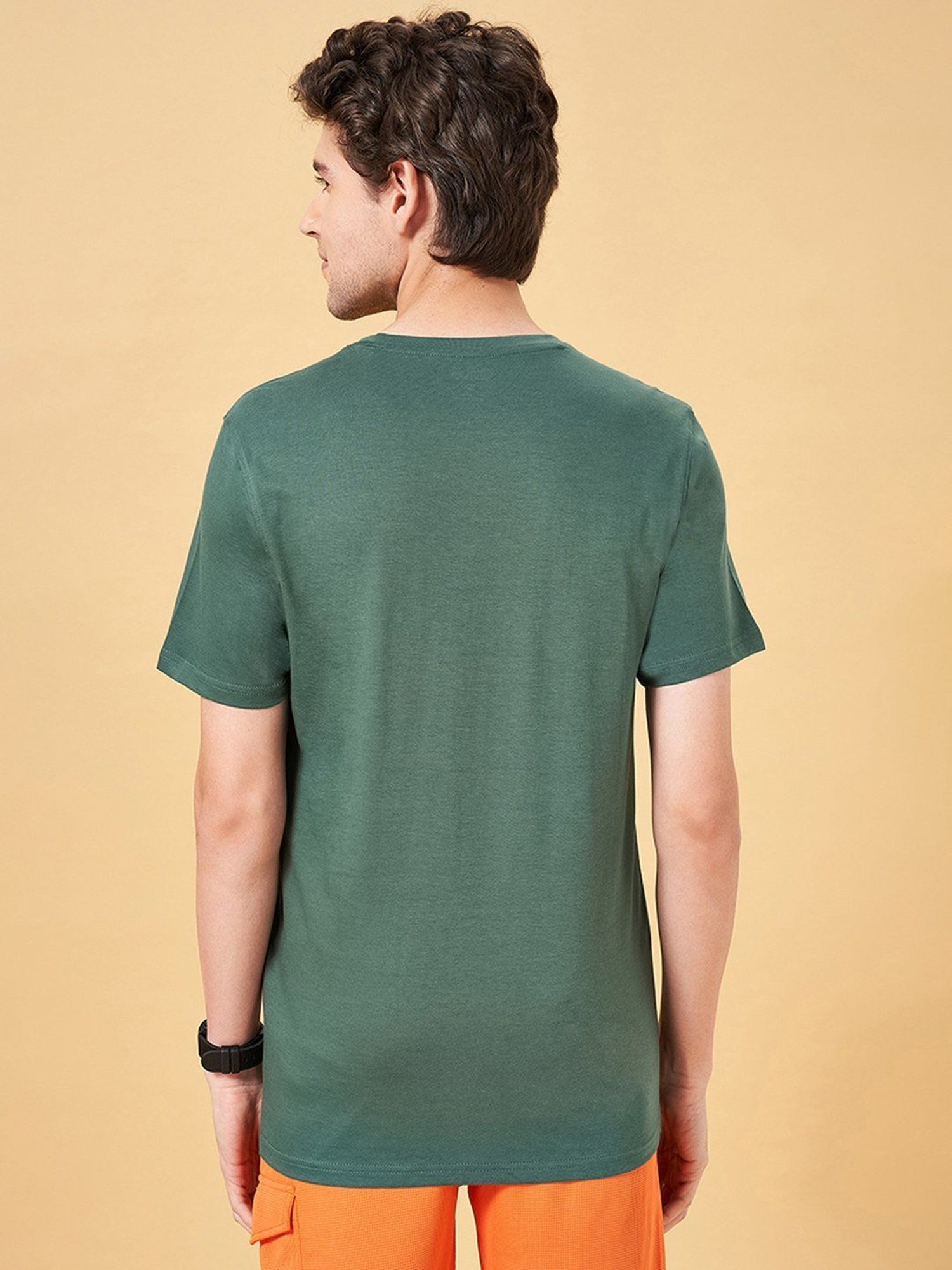 Ajile by Pantaloons Sage Cotton Slim Fit Printed T-Shirt