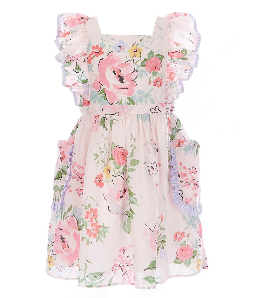 Pippa & Julie Little Girls 2T-6X Floral/Clip-Dot Tiered Fit-And-Flare Dress