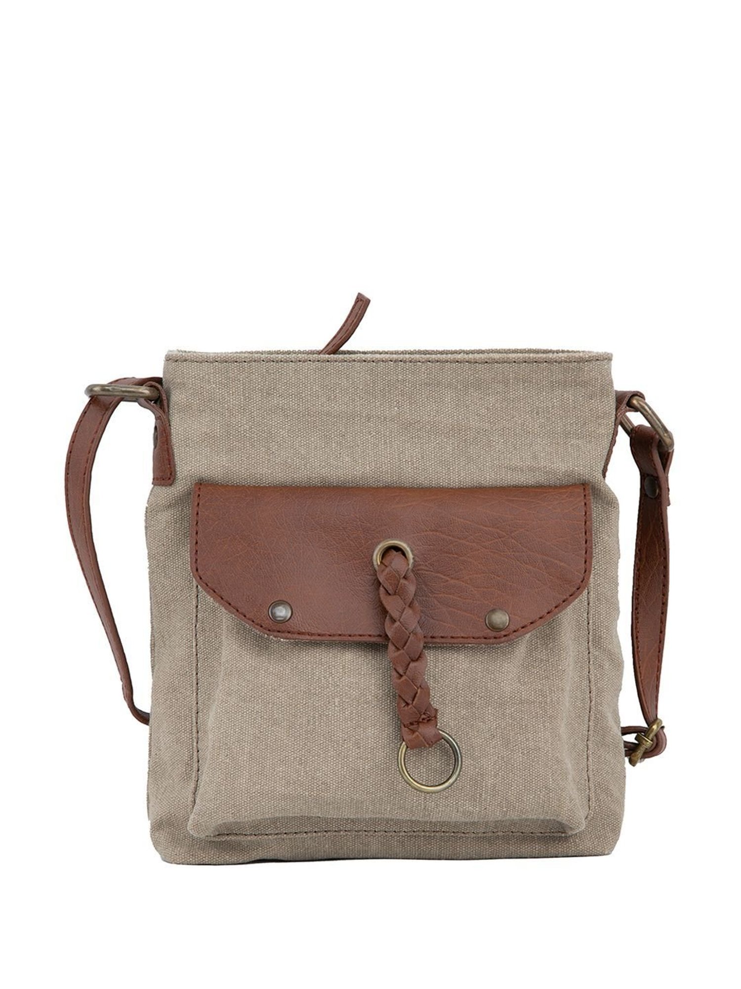 Mona B Brown Solid Small Sling Handbag