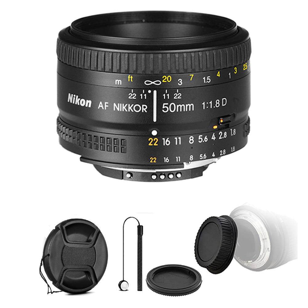 Nikon AF NIKKOR 50mm f/1.8D Lens  + Rear & Front Lens Cap & Holder for Nikon  D80, D90, D7000